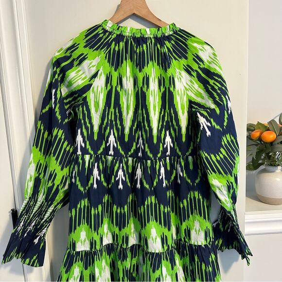 NWT FIGUE Green Blue Ikat Mini Dress XS - Picture 5 of 13
